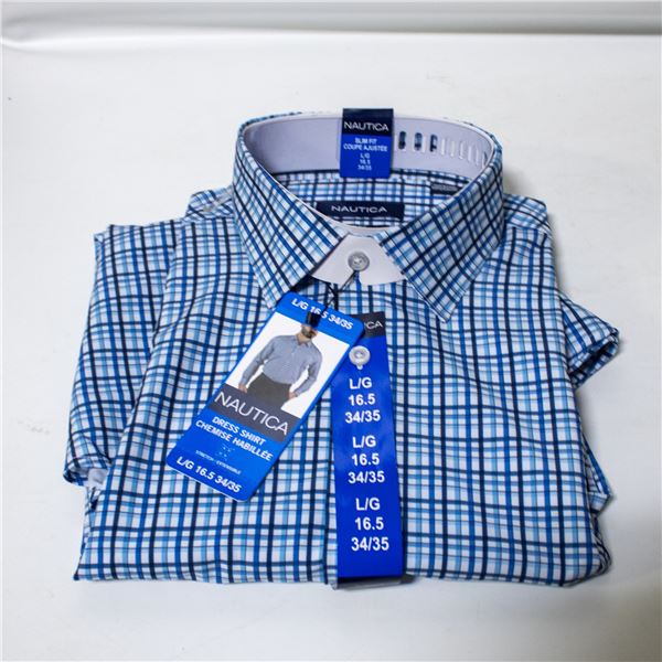 NEW NAUTICA MENS LARGE LONG SLEEVE DRESS SHIRT