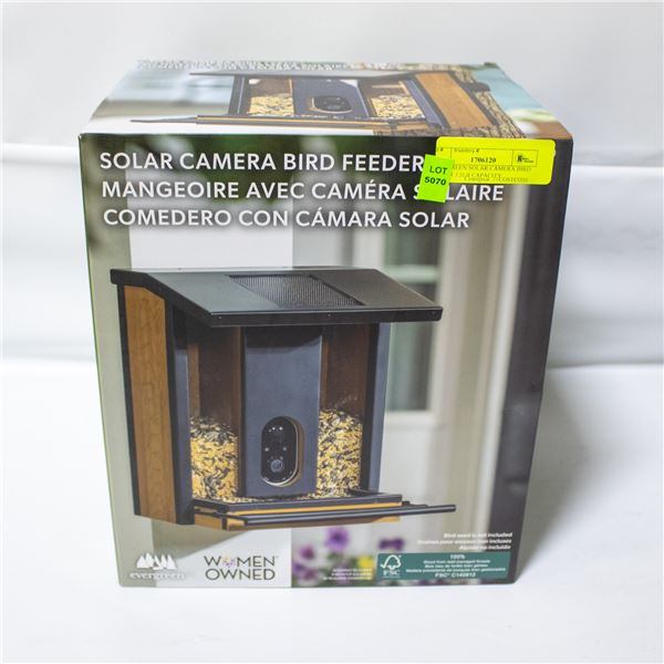 EVERGREEN SOLAR CAMERA BIRD FEEDER 3.5LB CAPACITY
