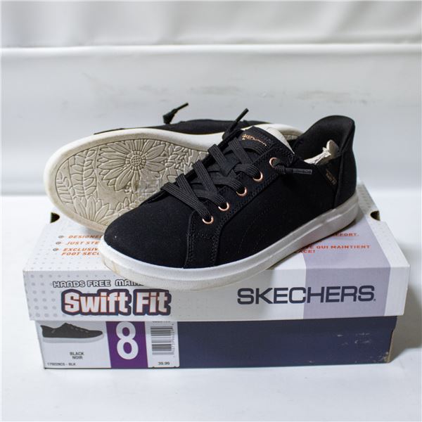 SKECHERS WOMENS SWIFT FIT CASUAL SHOE BLACK SIZE 8