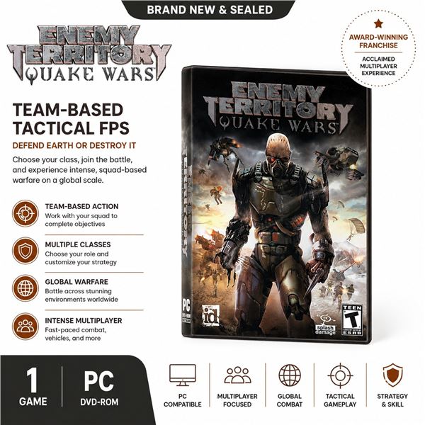 NEW PC DVD-ROM "ENEMY TERRITORY: QUAKE WARS"
