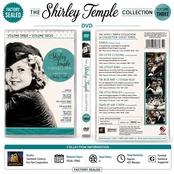 NEW DVD "SHIRLEY TEMPLE COLLECTION VOL. 3" 1934
