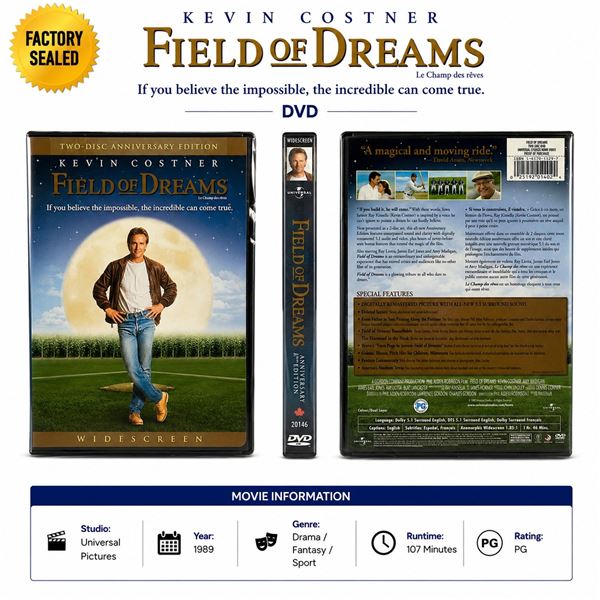NEW DVD "FIELD OF DREAMS" KEVIN COSTNER 1989