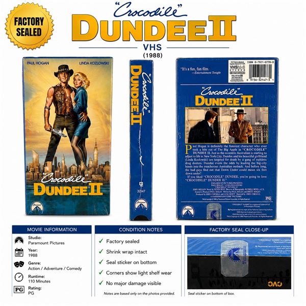NEW VHS "CROCODILE DUNDEE II" PAUL HOGAN 1988