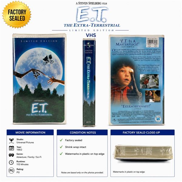 NEW VHS "E.T." STEVEN SPIELBERG 1982