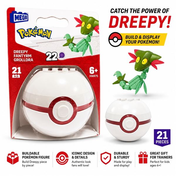 NEW POKEMON MEGA DREEPY POKE BALL BUILD SET