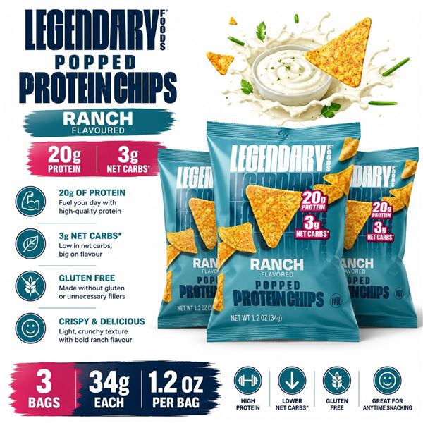 3 LEGENDARY RANCH 20G PROTEIN CHIPS BB 05/26