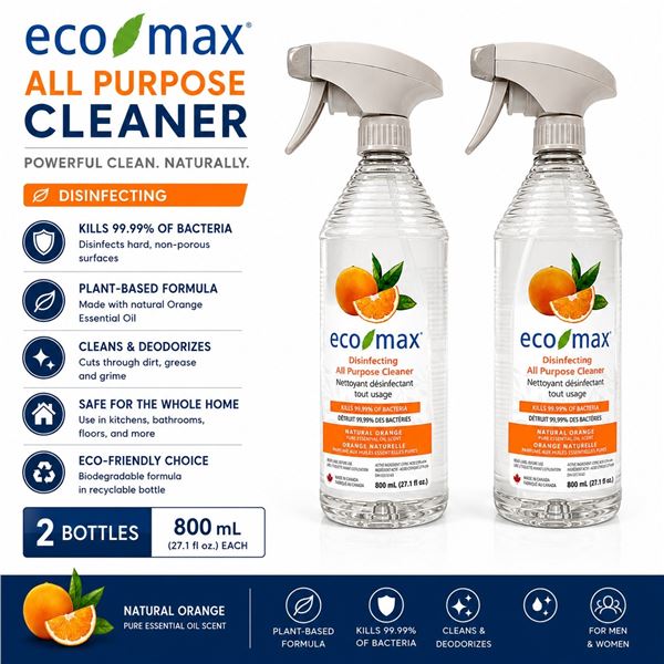 2 ECO-MAX ALL PURPOSE CLEANER ORANGE 800ML