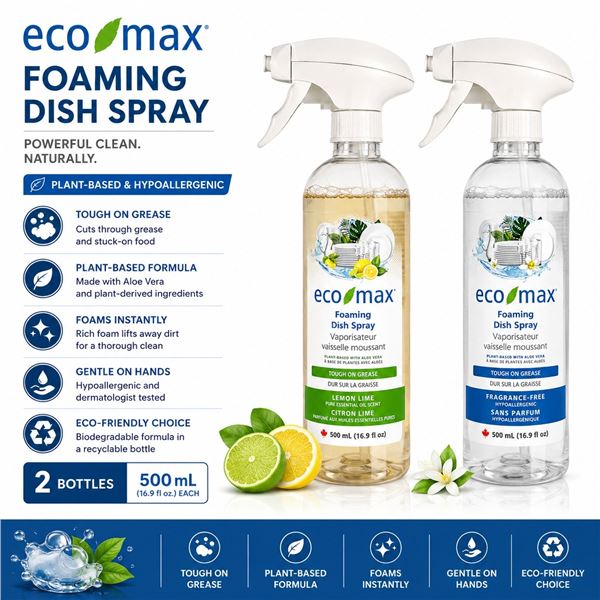 2 ECO-MAX FOAMING DISH SPRAY 2 SCENTS