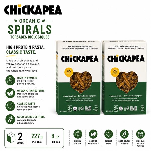 2 CHICKAPEA ORGANIC SPIRALS 227G BB 01/27