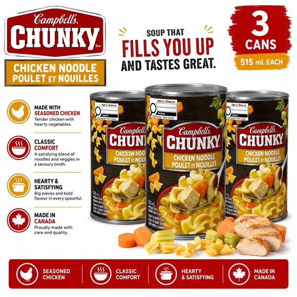 3 CAMPBELL'S CHUNKY CHICKEN NOODLE BB 12/27
