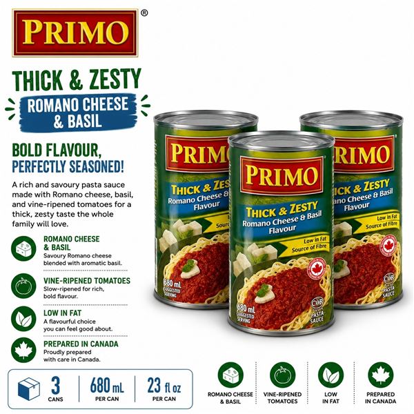 3 PRIMO THICK & ZESTY SAUCE 680ML BB 10/28