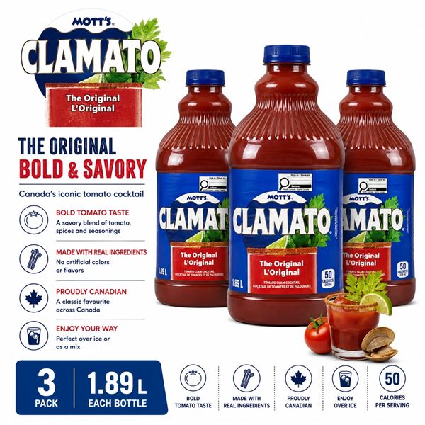 3 MOTT'S CLAMATO ORIGINAL 1.89L BB 02/27