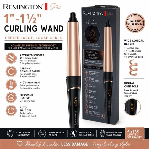 NEW REMINGTON PRO 1-1/2" CURLING WAND