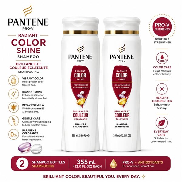 2 PANTENE RADIANT COLOR SHINE SHAMPOO 355ML