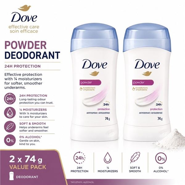 2 DOVE POWDER ANTIPERSPIRANT 74G