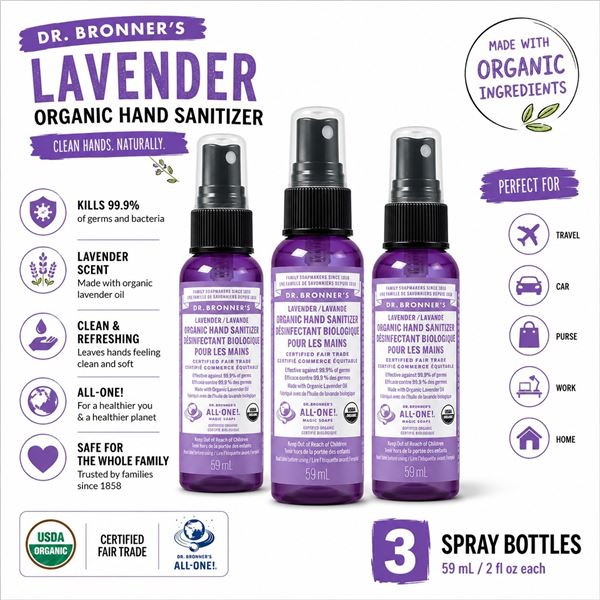 3 DR. BRONNER'S ORGANIC HAND SANITIZER 59ML