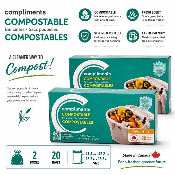 2 COMPLIMENTS COMPOST BIN LINERS 20 PACK