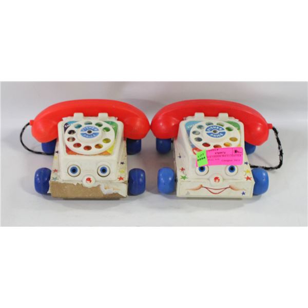 2 VINTAGE FISHER PRICE CHATTER PHONE PULL TOY
