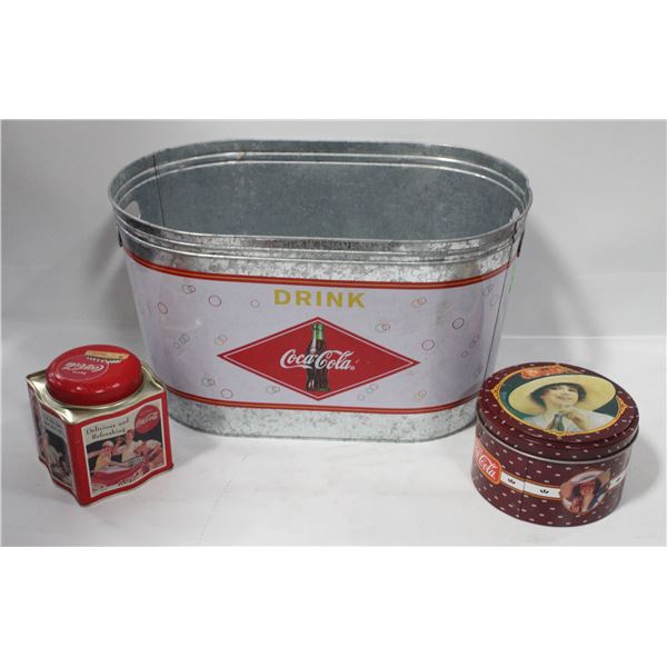 COCA-COLA METAL BUCKET + TINS