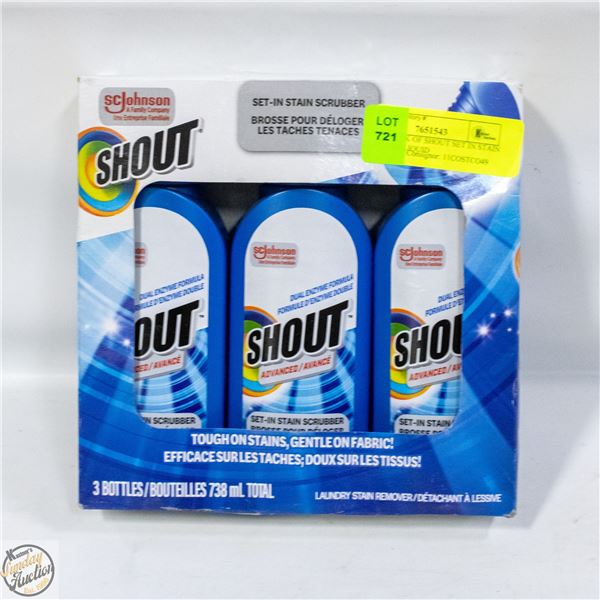 NEW 3 PACK OF SHOUT SET IN STAIN REMOVER LIQUID