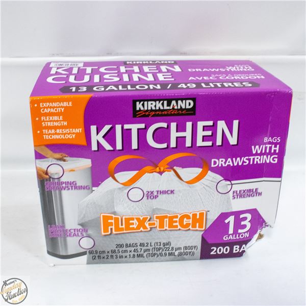 NEW KIRKLAND KITCHEN BAGS WHITE - 13G X 200 BAGS