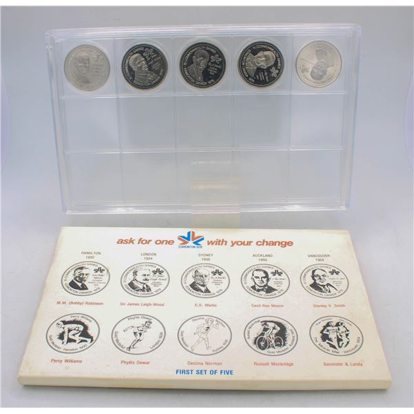5 VNT EDMONTON COMMONWEALTH GAMES COINS IN CASE