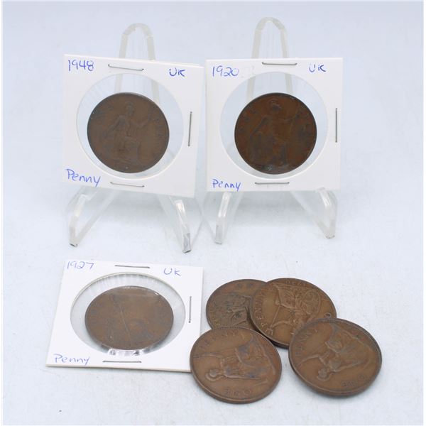 1920-1940S UK LARGE PENNY - TOTAL  8