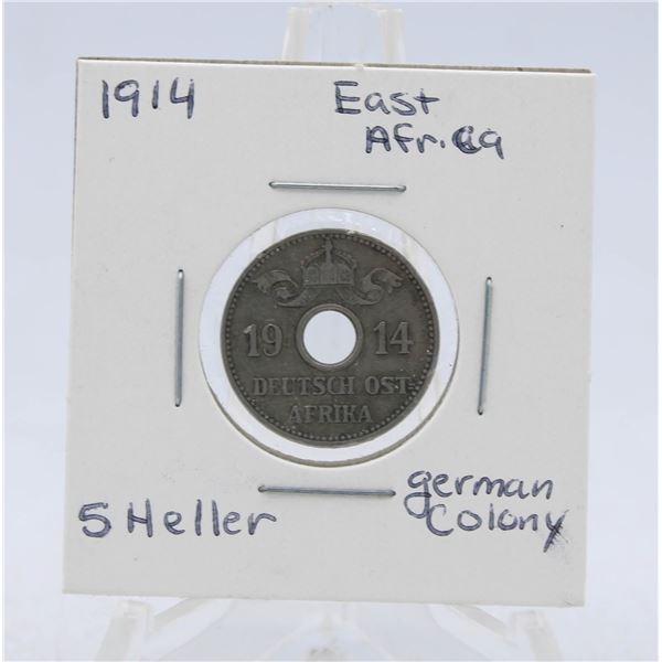 1914 EAST AFRICA COIN (GERMAN) 5 HELLER
