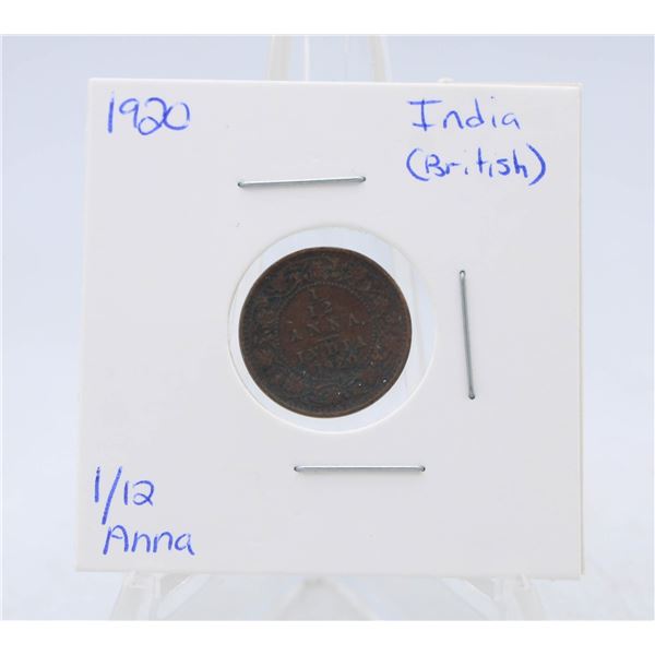 1920 INDIA (BRITISH COLONY) 1/12 ANNA COIN