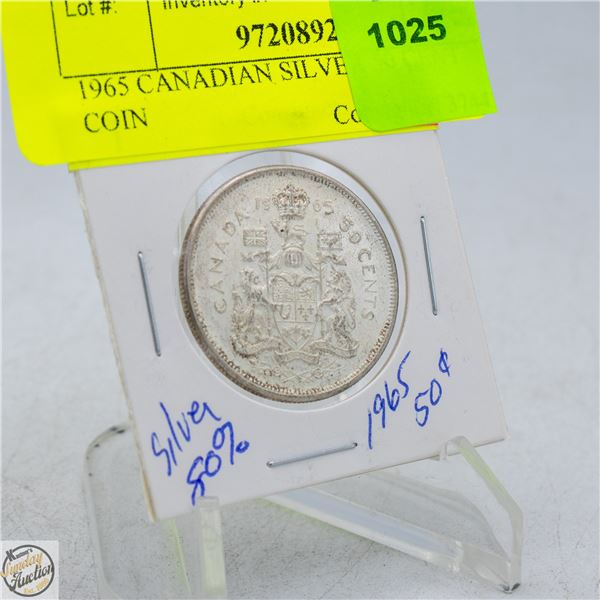 1965 CANADIAN SILVER 50 CENT COIN