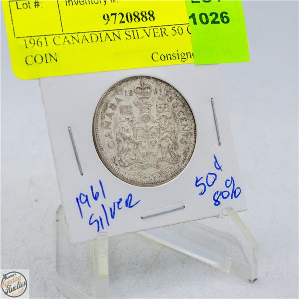 1961 CANADIAN SILVER 50 CENT COIN