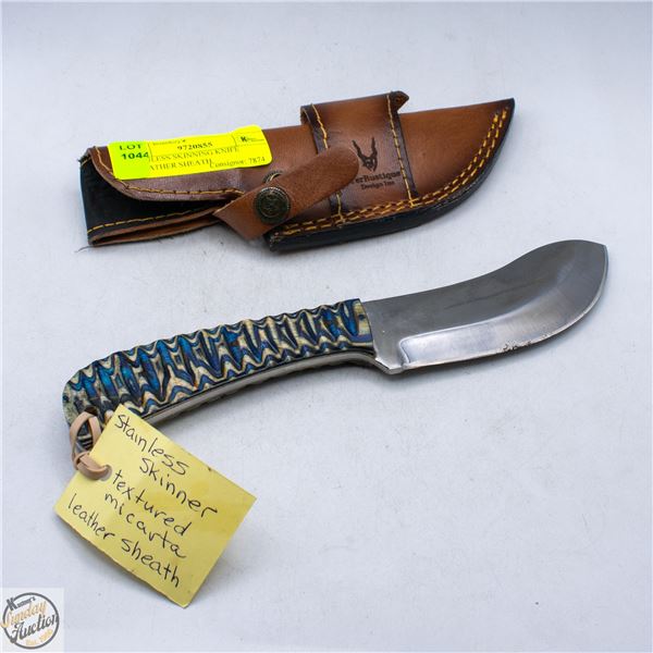 STAINLESS SKINNING KNIFE W/LEATHER SHEATH