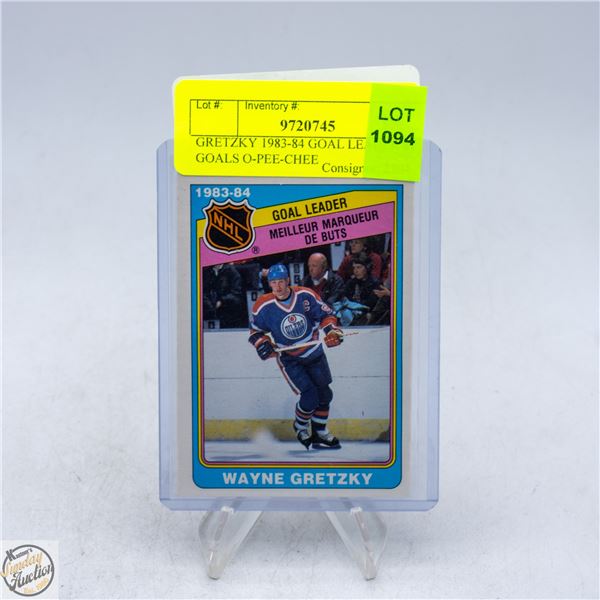 GRETZKY 1983-84 GOAL LEADER 87 GOALS O-PEE-CHEE