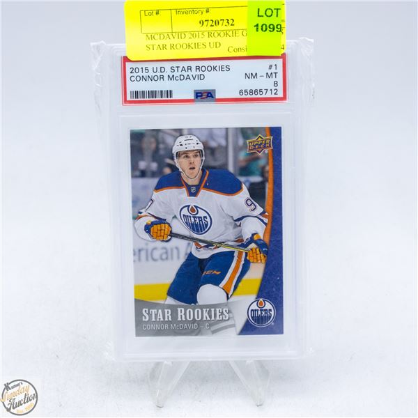 MCDAVID 2015 ROOKIE GRADED 8 STAR ROOKIES UD