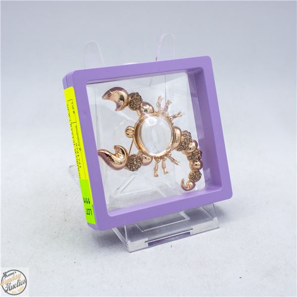NEW CRYSTAL SCORPION BROOCH: 2.83”X1.85”