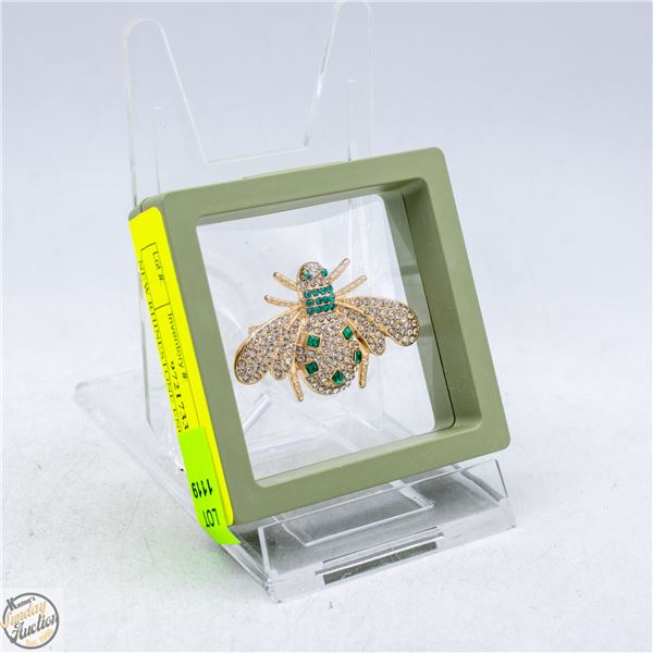 NEW RHINESTONE ENCRUSTED BEE BROOCH