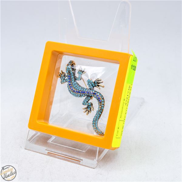 NEW GECKO BROOCH 1.26”X2.52” TEAL,