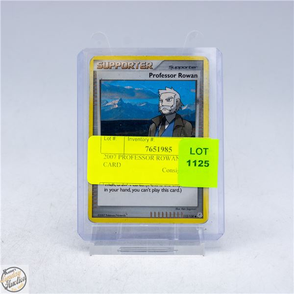 2007 PROFESSOR ROWAN POKEMON CARD