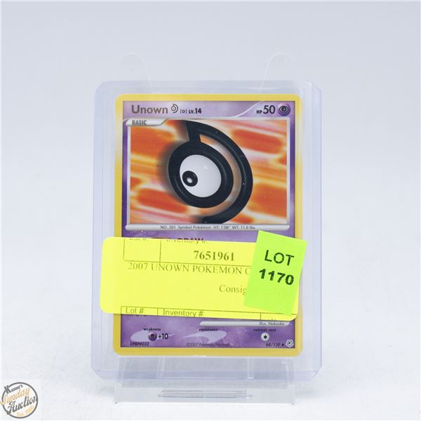 2007 UNOWN POKEMON CARD