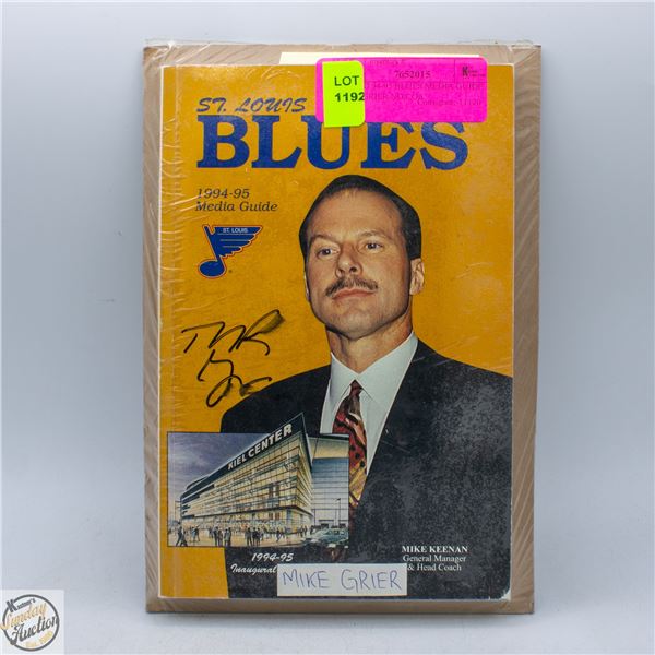 SIGNED 94-95 BLUES MEDIA GUIDE MIKE GRIER NO COA