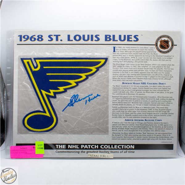 GLENN HALL SIGNED ST LOUIS BLUES PATCH NO COA