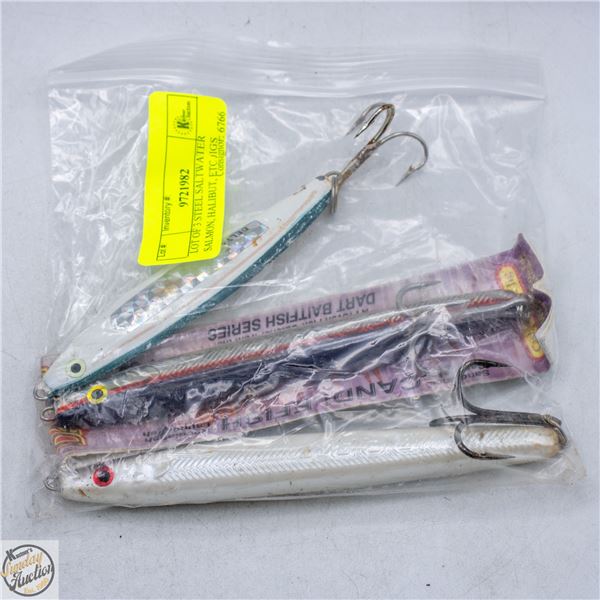 LOT OF 3 STEEL SALTWATER SALMON, HALIBUT, ETC JIGS