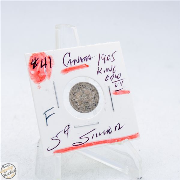 #4867-1905 5 CENT CANADIAN COIN 92.5 %