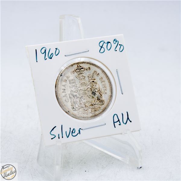 #4856-AU 1960 50 CENT CANADIAN COIN 80 % SILVER