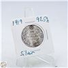 Image 1 : #4861- 1919 50 CENT CANADIAN COIN 92.5 % SILVER