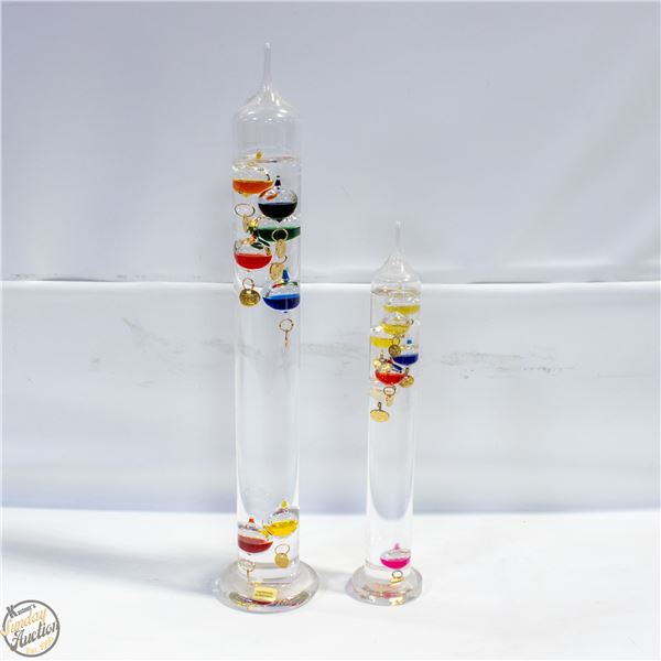 GALILEO GLASS THERMOMETERS 12" TALL & 17" TALL