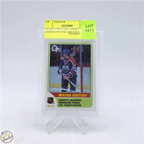 1985-86 O-PEE-CHEE ASSIST LEADERS WAYNE GRETZKY