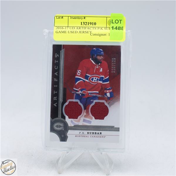 2016-17 UD ARTIFACTS P.K SUBBAN GAME USED JERSEY