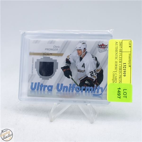 2007-08 FLEER CHRIS PRONGER AUTHENTIC JERSEY CARD