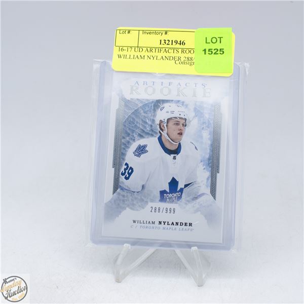 16-17 UD ARTIFACTS ROOKIE WILLIAM NYLANDER 288/299